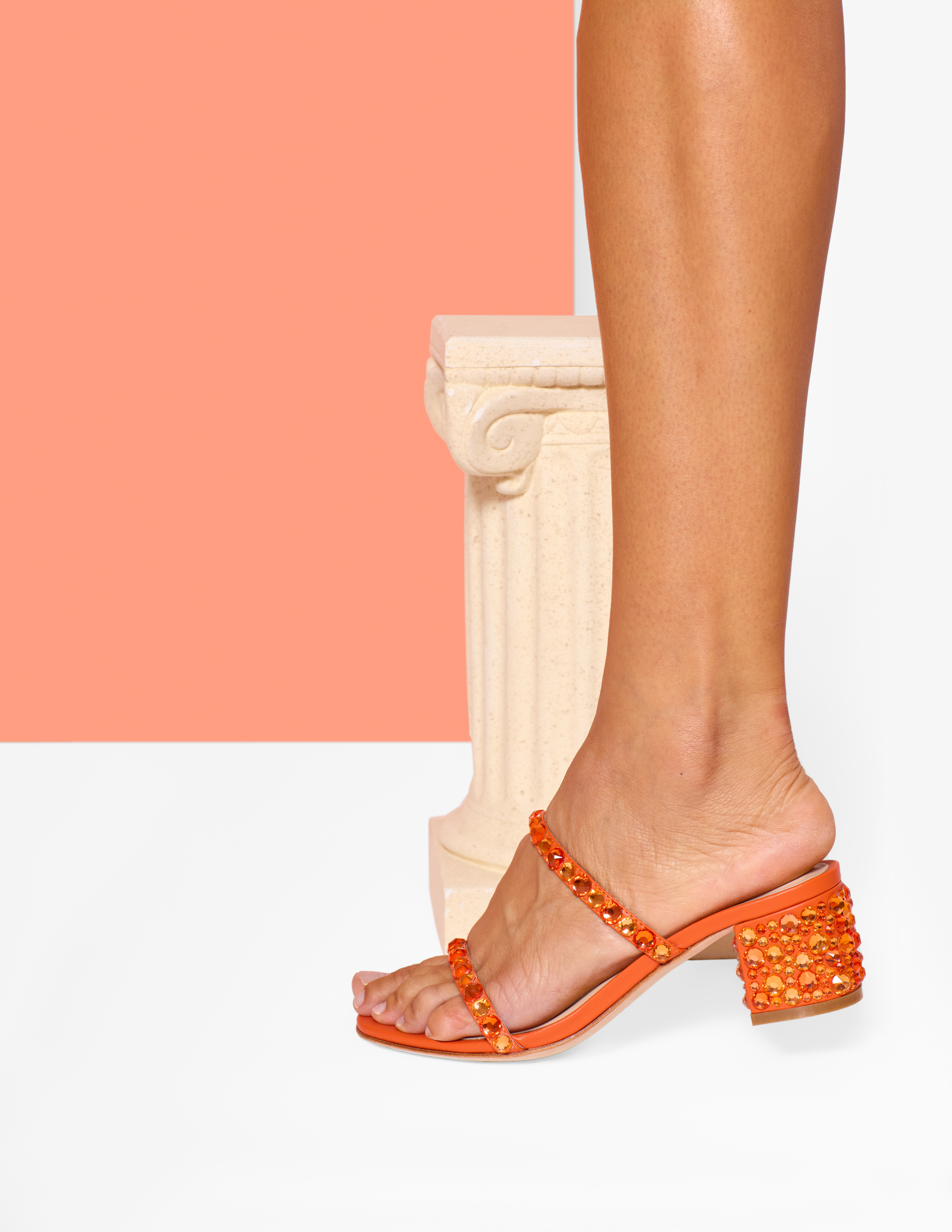 Katie Orange Crystal Heel