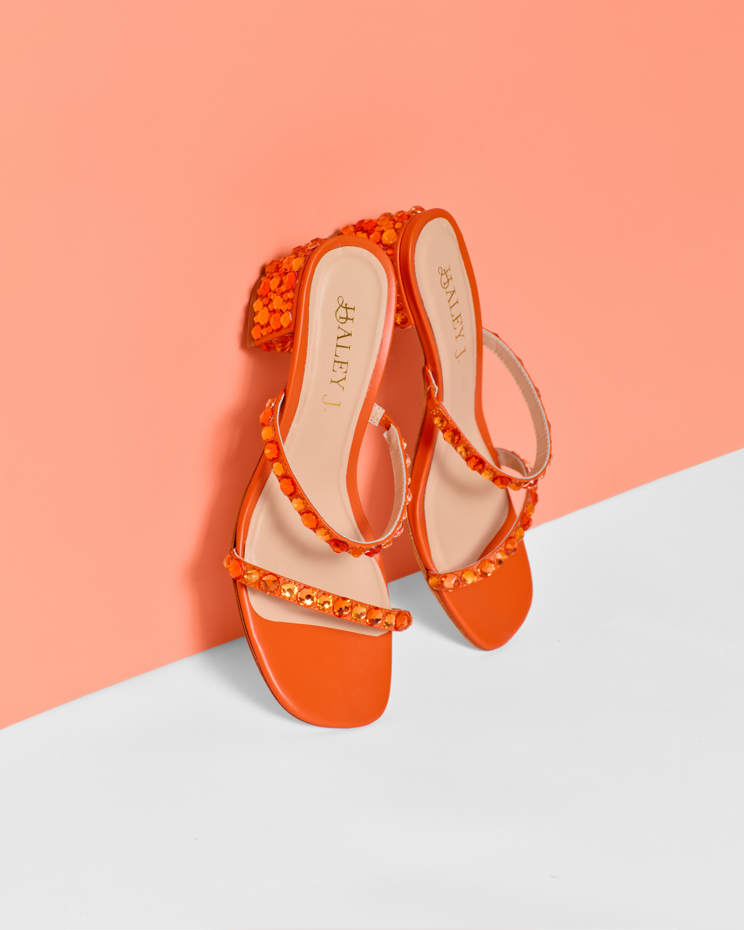 Katie Orange Crystal Heel