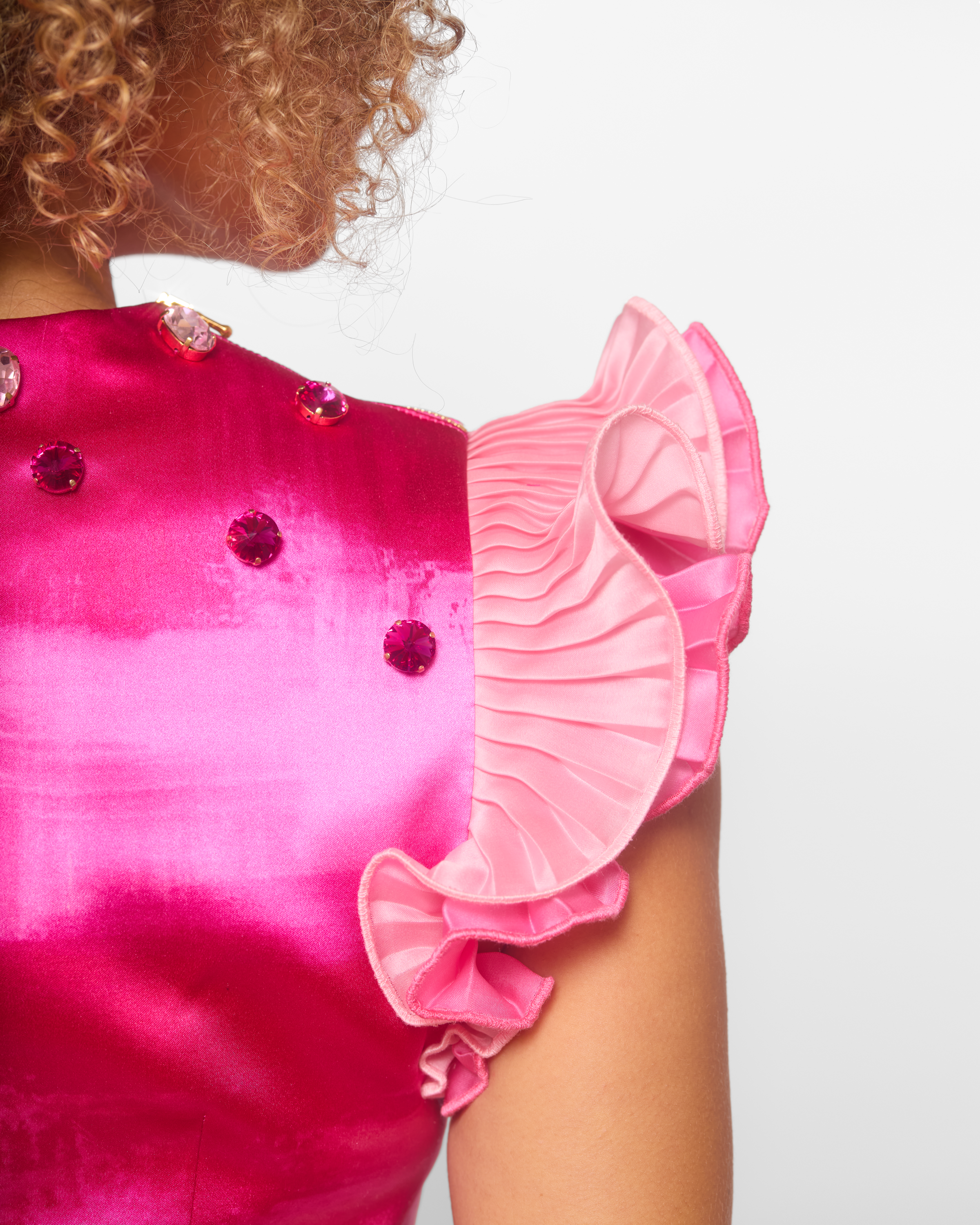 Pink Pleated Party Top